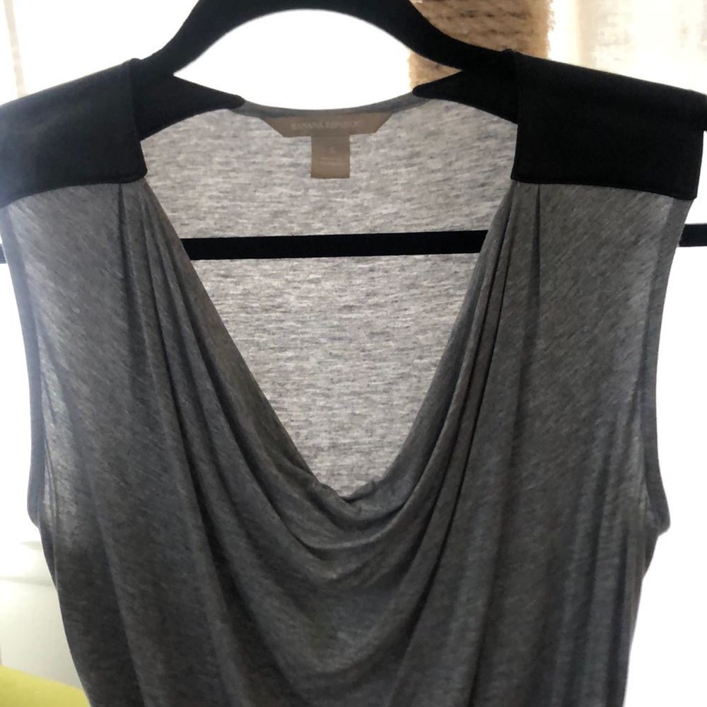 Banana Republic ruched sleeveless top faux leather